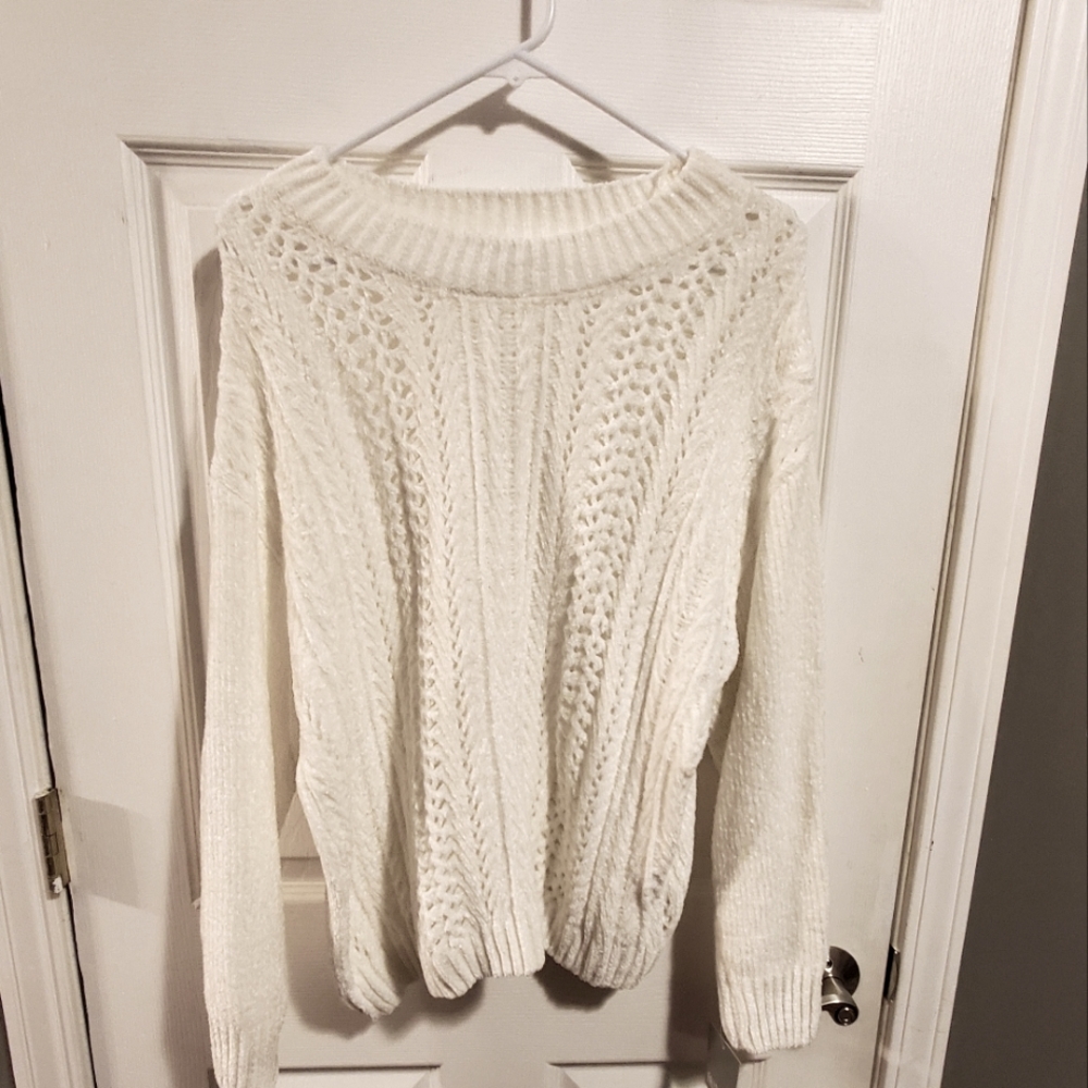 Falls Creek White Long Sleeve Sweater Size L NWT
